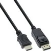 InLine DisplayPort į HDMI konverterio kabelis, juodas – 3m