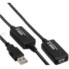 USB kabelis InLine USB-A - USB-A 20 m Juodas (34613I)