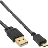 InLine Micro-USB 2.0 plokščias kabelis, USB-A iki Micro-B, juodas - 3m