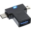 USB adapteris InLine microUSB - USB + USB- C Juodas (35804)