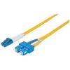 INTELLINET 1,0 m LC į SC UPC Fiber Optic Komutacinis kabelis, 3,0 mm, Duplex, LSZH, OS2 Singlemode, Geltona 9/125 µm, 3 ft., 473965
