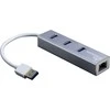 USB3.0 HUB 3Port Inter-Tech Argus IT-310-S 1x RJ45 Gigabit Lan pasyvus sidabrinis