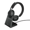 JABRA Evolve2 65 MS Stereo Ausinės on-ear Bluetooth belaidės USB-A noise isolating juodas su charging stand Certified skirta MS Te