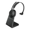Jabra Evolve2 65 MS Mono Belaidės ausinės, Bluetooth, USB-A, Charging Stovas, Juoda
