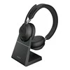 JABRA Evolve2 65 MS Stereo Ausinės on-ear Bluetooth belaidės USB-A noise isolating juodas su charging stand Certified skirta MS Te