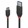 USB Laidas - LINDY Juodas Line USB 3.2 Type A į C Laidas, M/M, 10Gbps, 15W, 0.15 m, Juodas