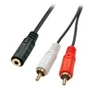 Garso/Vaizdo Adapteris - LINDY Garso/Vaizdo Adapterio Kabelis 3.5 mm iki 2 x RCA, F/M, 1.5 m, Juodas