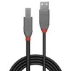 USB Kabelis - LINDY Anthra Line USB 2.0 Type A į B M/F Laidas, 480Mbps, 0.5 m, Juodas