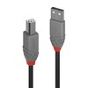USB Kabelis - LINDY Anthra Line USB 2.0 Type A to B Laidas, 10 m, Juodas