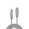 USB Kabelis - LINDY Anthra Line USB 2.0 Type A į B Laidas M/M, 2 m, Pilkas