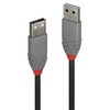 USB Kabelis - LINDY Anthra Line USB 2.0 Type A į A Laidas, M/M, 0.5 m, Juodas