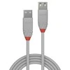 USB Prailginimo Laidas - LINDY Anthra Line USB 2.0 Type A Prailginimo Laidas, M/F, 0.2 m, Pilkas