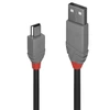 USB Kabelis - LINDY Anthra Line USB 2.0 Type A į Mini-B Laidas, M/F, 480Mbps, 0.2 m, Juodas