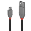 USB Kabelis - LINDY Anthra Line USB 2.0 Type A į Micro-B Laidas, 480Mbps, PVC, 0.2 m, Juodas