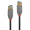 USB Kabelis - LINDY Anthra Line USB 3.2 Type A Laidas M/M, 5Gbps, 3 m, Juodas
