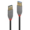 USB Kabelis - LINDY Anthra Line USB 3.2 Type A Laidas, M/M, 5Gbps, 5 m, Juodas