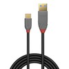 USB Laidas - LINDY Anthra Line USB 2.0 Type A į C Laidas, M/M, 480Mbps, 15W, 0.5 m, Juodas