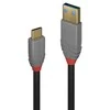 USB Kabelis - LINDY Anthra Line USB 3.2 Type A į C Laidas, M/M, 10Gbps, 15W, 0.5 m, Juodas
