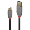 USB Kabelis - LINDY Anthra Line USB 3.2 Type A į C Laidas M/M, 10Gbps, 1 m, Juodas