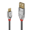 USB Kabelis - LINDY Cromo Line USB 2.0 Tipo A į Micro-B Laidas, M/M, 480Mbps, 3 m, Pilkas