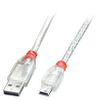 USB Kabelis - LINDY USB 2.0 Type A į Mini-B Laidas, M/M, Didelės Spartos, 2 m, Skaidrus