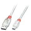 USB Kabelis - LINDY USB 2.0 Type A į Mini-B Laidas, M/M, Didelės Spartos, 3 m, Skaidrus