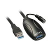 USB Prailginimo Laidas - LINDY USB 3.0 Aktyvus Prailginimo Laidas M/F, 10 m, Juodas