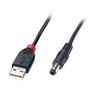 USB Kabelis - LINDY USB 2.0 Type A į 5.5mm DC Laidas, 1.5 m, Juodas
