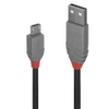 USB Kabelis - LINDY Anthra Line USB 2.0 Tipo A į Micro-B Laidas, M/M, 480Mbps, 0.5 m, Pilkas