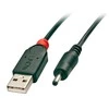 USB Kabelis - LINDY USB 2.0 Type A į 2.5 mm DC Laidas, 1.5 m, Juodas