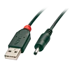 USB Kabelis - LINDY USB 2.0 Type A į 3.5mm DC Laidas, 1.5 m, Juodas