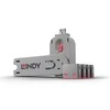 USB Priedas - LINDY USB A Prievado Blokatorius 4 vnt. + Raktas, Rožinis