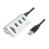 LOGILINK CR0045 LOGILINK - USB 3.0, 3 prievadų šakotuvas, su kortelių skaitytuvu ir aliuminio korpusu