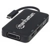 MANHATTAN 152600 Manhattan AV USB-C 3.1 kelių prievadų adapteris –> HDMI/DP/VGA/DVI