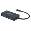 MANHATTAN USB-C 3-in-1 kelių prievadų A/V keitiklis USB-C į DVI HDMI arba VGA Females 4K30Hz HDMI 1080p prie VGA arba DVI Juodas