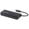 „Manhattan Manhatta“ 4 prievadų USB 3.2 Gen 1 šakotuvas, USB-C nuo 4 USB-A lizdų, 5 Gbps perdavimo sparta, maitinamas autobusu, Juodas, 164924