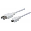 Manhattan 324069 USB kabelis 1,8 m 2.0 USB A Micro-USB B Balta
