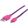 Manhattan Rožinė MH 352758 USB 2.0 kab. A male to Micro B male USB Violetinė/Rožinė Braided 1.0m
