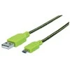 MANHATTAN Braided Hi-Speed USB (AM) - Micro USB-(BM) Cable USB 2.0, 1.0 m, Juodas/Žalias, 352772