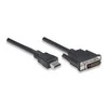 StarTech Intracom MANHATTAN HDMI / DVI Cable 1.8m juodas HDMI 19 kontaktų kištukas DVI-D 24+1 male auksinis padengtas jungtys