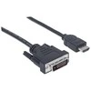 StarTech Intracom MANHATTAN HDMI / DVI Cable 1.8m juodas HDMI 19 kontaktų kištukas DVI-D 24+1 male auksinis padengtas jungtys