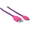 Manhattan Rožinė MH 352758 USB 2.0 kab. A male to Micro B male USB Violetinė/Rožinė Braided 1.0m