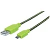 MANHATTAN Braided Hi-Speed USB (AM) - Micro USB-(BM) Cable USB 2.0, 1.0 m, Juodas/Žalias, 352772