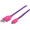 Manhattan Rožinė MH 352758 USB 2.0 kab. A male to Micro B male USB Violetinė/Rožinė Braided 1.0m