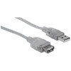 StarTech Intracom MANHATTAN didelės spartos USB prailginimo kabelis 3m sidabrinis USB Standartinis-A kištukas-USB Standard-A moteriškas Greitis iki 480 Mbps