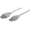 StarTech Intracom MANHATTAN didelės spartos USB prailginimo kabelis 3m sidabrinis USB Standartinis-A kištukas-USB Standard-A moteriškas Greitis iki 480 Mbps