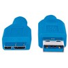 USB Manhattan USB-A - micro-B 2 m Mėlyna kabelis (325424)
