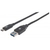 „Intracom MANHATTAN USB 3.1 Gen 1“ įrenginio kabelis 2 m A tipo kištukas iki C tipo kištukas 5 Gbps Juodas