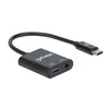 Intracom MANHATTAN USB-C prie ausinių lizdo adapteris USB-C kištukas iki 3,5 mm garso ir USB-C maitinimo tiekimo moterys Juodas