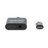 Intracom MANHATTAN USB-C prie ausinių lizdo adapteris USB-C kištukas iki 3,5 mm garso ir USB-C maitinimo tiekimo moterys Juodas